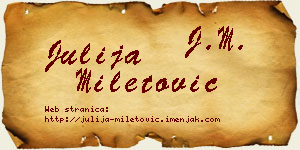 Julija Miletović vizit kartica